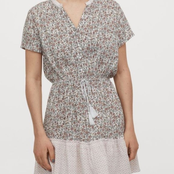 NWOT  H&M White and Floral Pattern Dress S - Picture 3 of 6